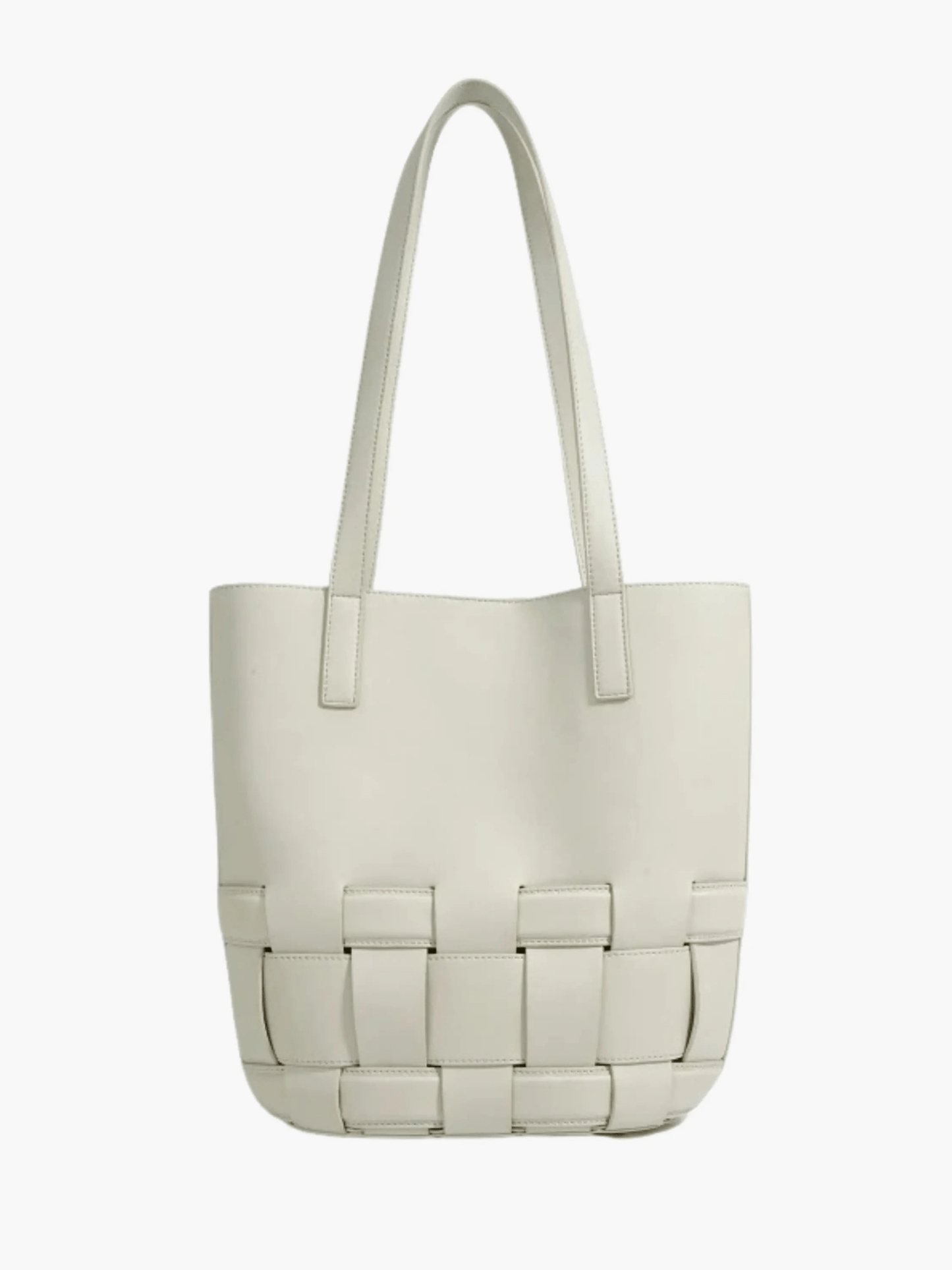 Isabelle | Luxe White Woven Leather Tote – Minimal & Elegant