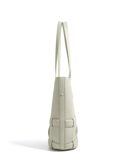 Isabelle | Luxe White Woven Leather Tote – Minimal & Elegant