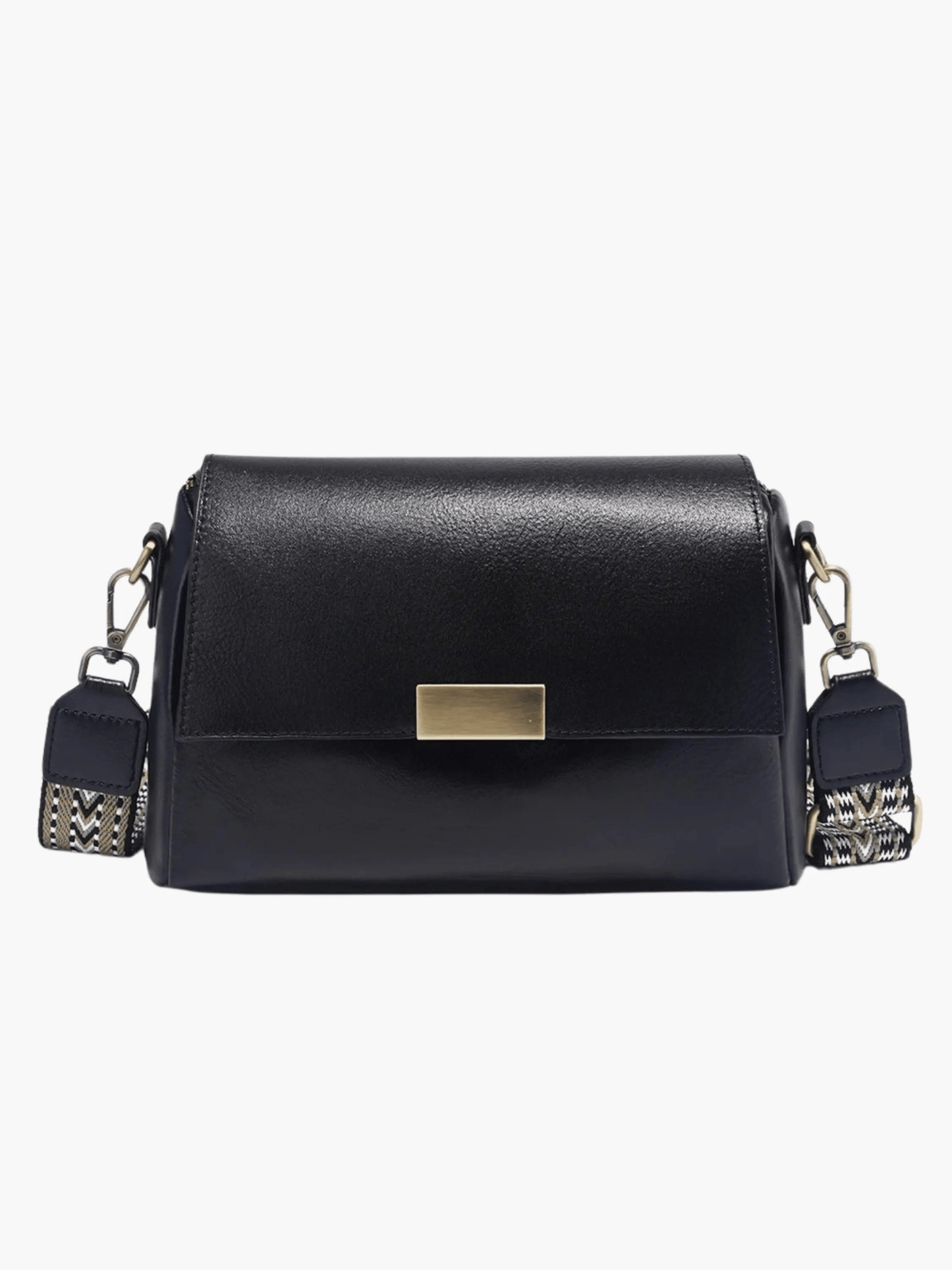 Aria | Black Leather Crossbody Bag – Modern & Chic