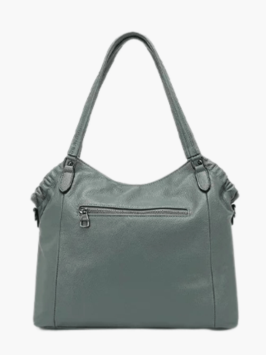 Talyssia | Luxe Slate Blue Leather Tote Bag – Chic & Functional