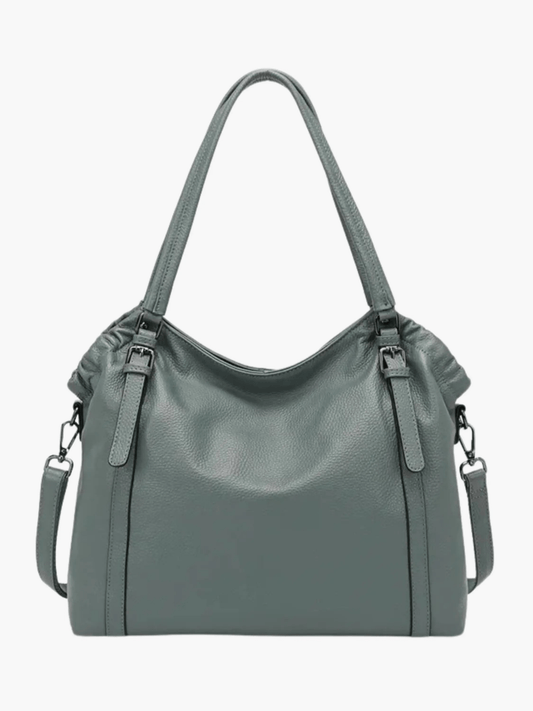 Talyssia | Luxe Slate Blue Leather Tote Bag – Chic & Functional