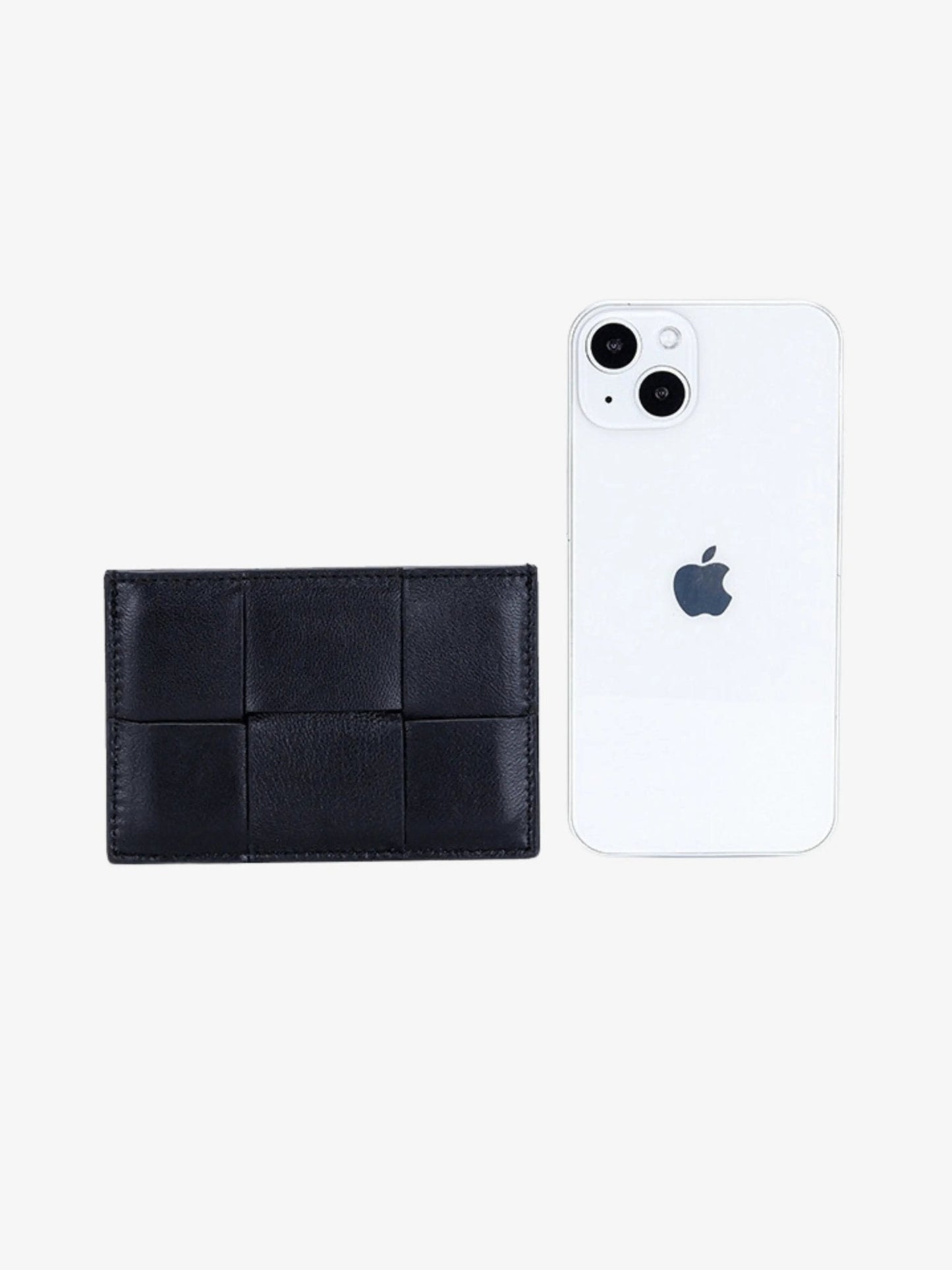 Ava | Black Woven Leather Cardholder – Sleek & Minimalist