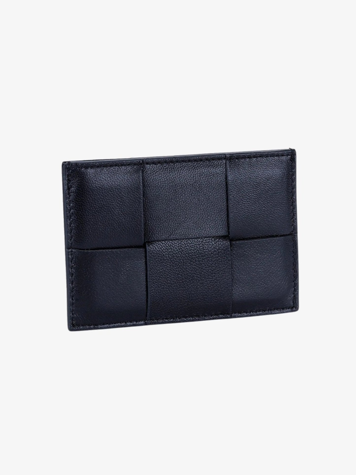 Ava | Black Woven Leather Cardholder – Sleek & Minimalist