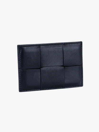 Ava | Black Woven Leather Cardholder – Sleek & Minimalist