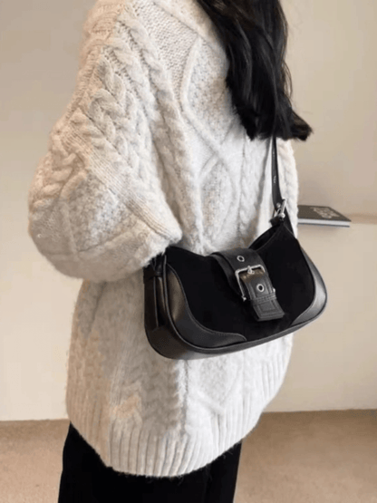 Juliette | Luxe Brown Suede Shoulder Bag – Vintage & Sophisticated