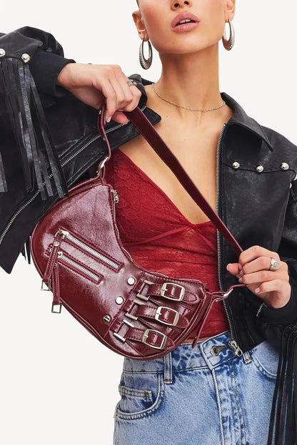 Madelon | Luxury Red Leather Shoulder Bag – Bold & Edgy