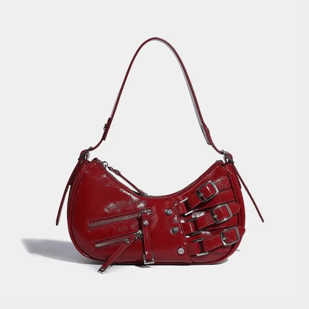 Madelon | Luxury Red Leather Shoulder Bag – Bold & Edgy