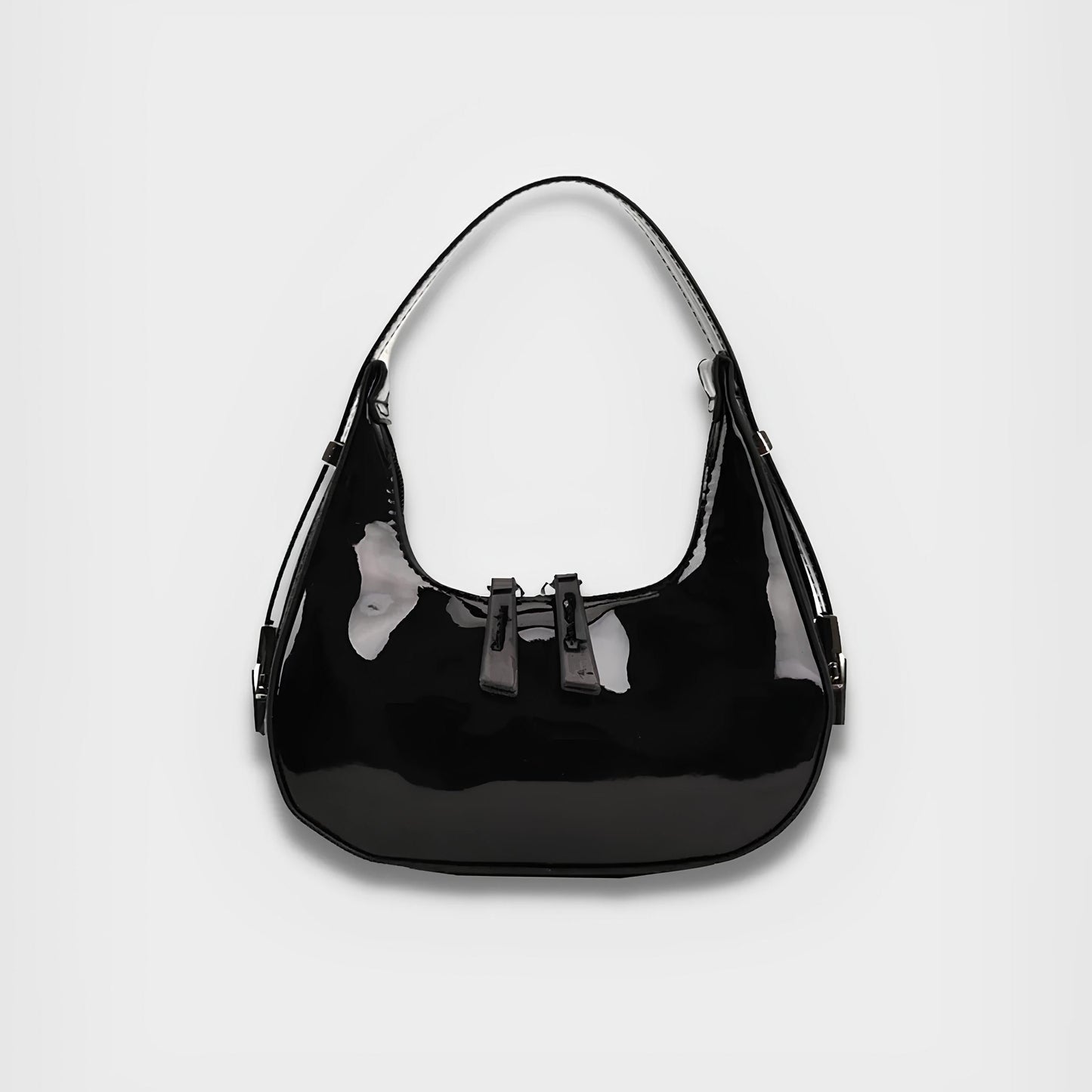 Lumi | Patent Leather Mini Hobo Bag – Glossy Finish & Curved Silhouette