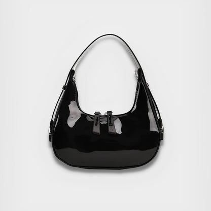Lumi | Patent Leather Mini Hobo Bag – Glossy Finish & Curved Silhouette