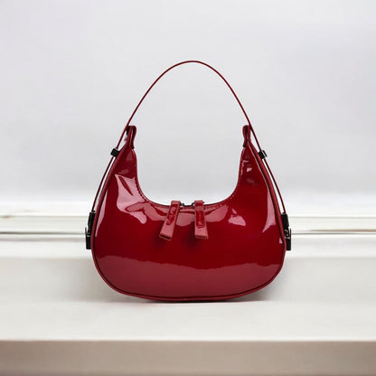 Lumi | Patent Leather Mini Hobo Bag – Glossy Finish & Curved Silhouette