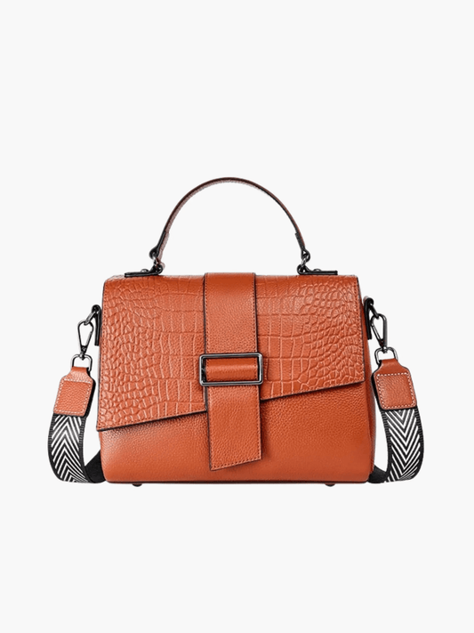 Elvanya | Luxe Croc-Embossed Leather Handbag – Bold & Elegant