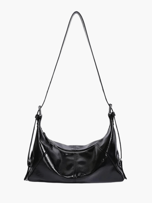 Isla | Luxe Black Patent Leather Shoulder Bag – Sleek & Edgy