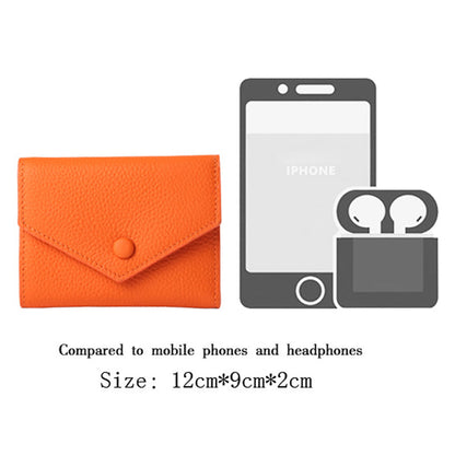 Emma | Orange Pebbled Leather Mini Wallet – Chic & Compact