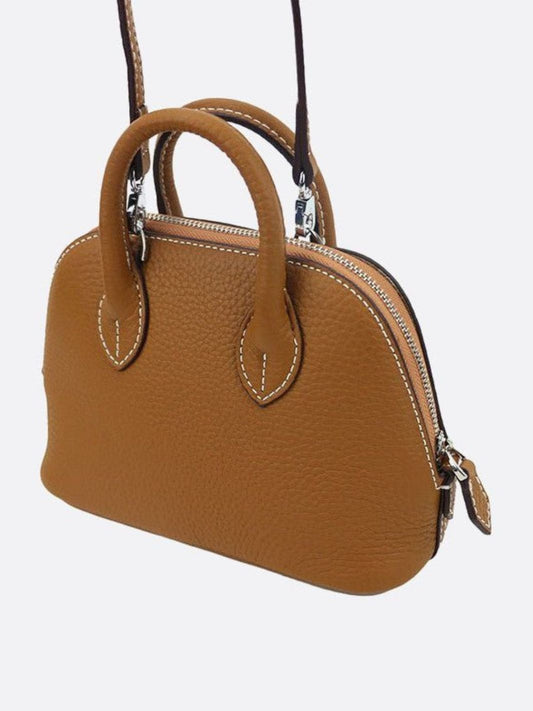 Aurora Dome Mini Handbag – Pebbled Top-Handle Bag with Detachable Strap