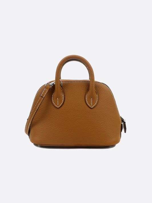 Aurora Dome Mini Handbag – Pebbled Top-Handle Bag with Detachable Strap