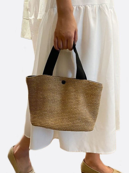 Luna Mini Straw Tote – Natural Woven Handbag