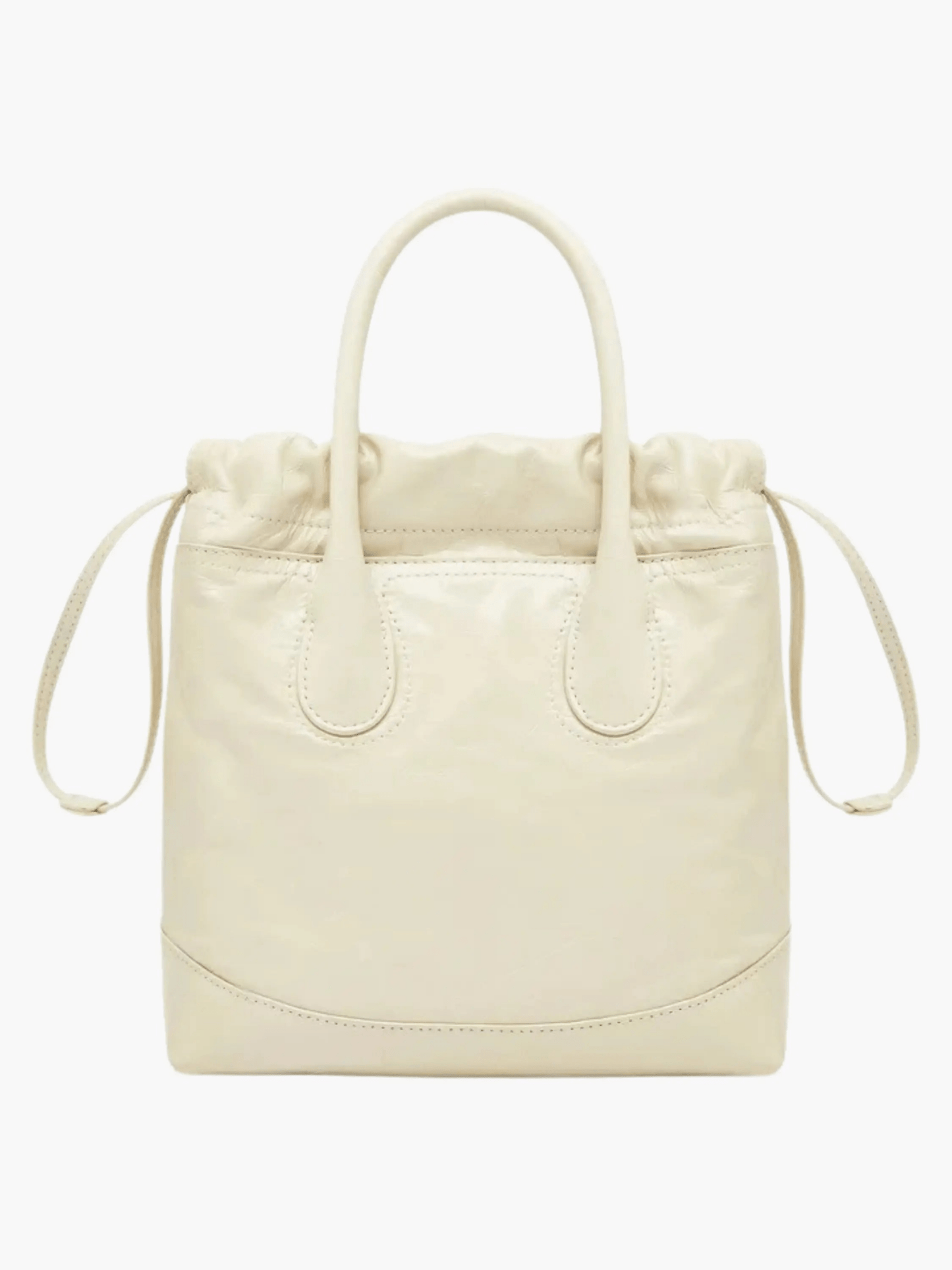 Maelora | Glossy Black Leather Drawstring Bag – Chic & Modern