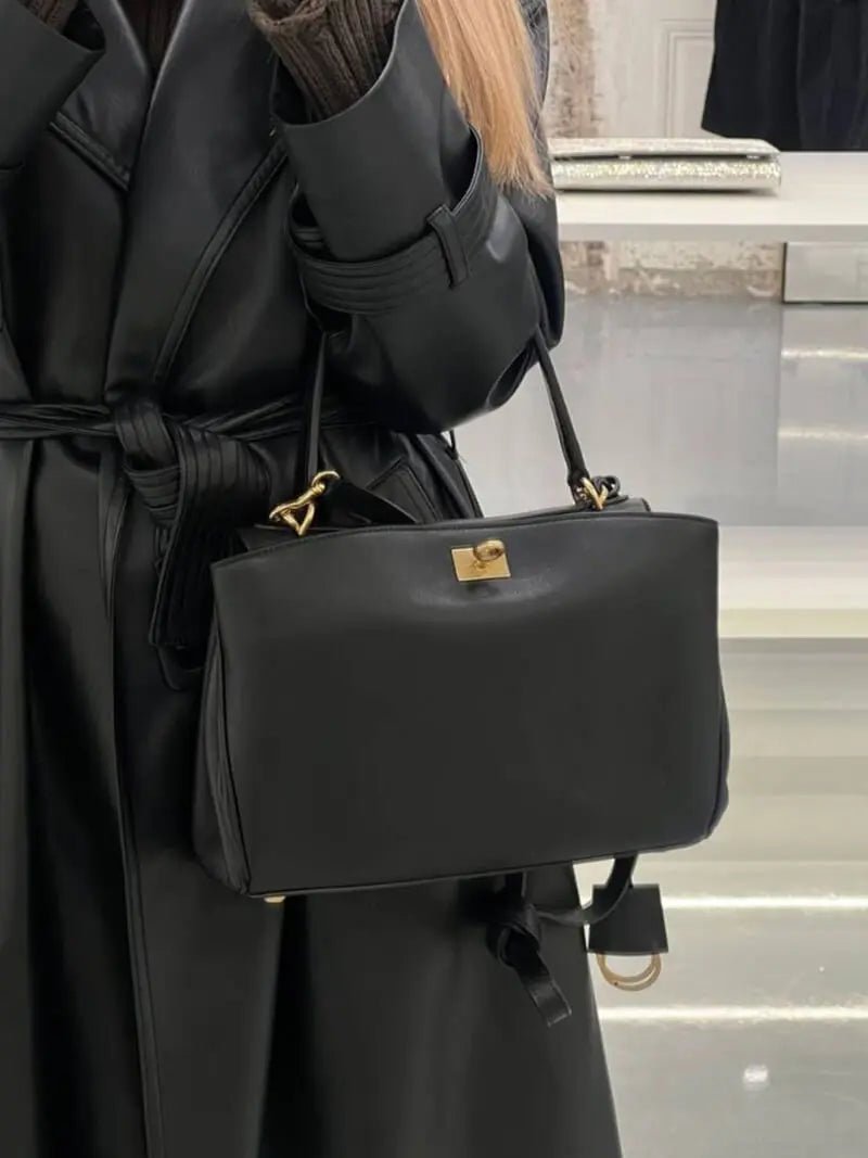 Solmira | Luxe Black Leather Handbag – Elegant & Timeless