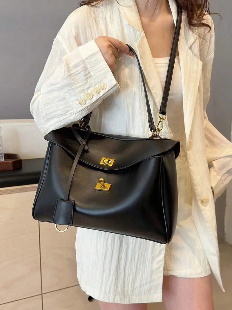 Solmira | Luxe Black Leather Handbag – Elegant & Timeless