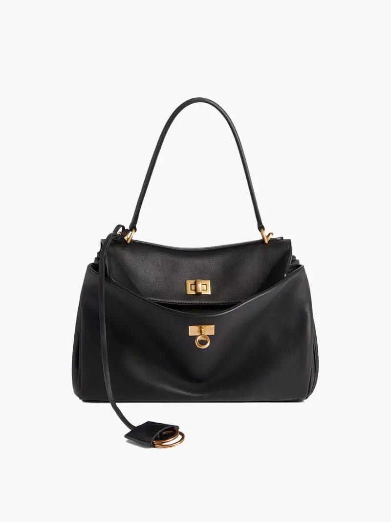 Solmira | Luxe Black Leather Handbag – Elegant & Timeless