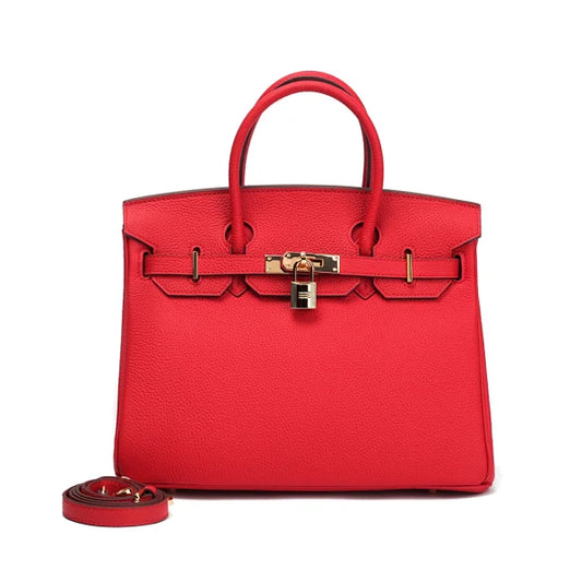 Isla Red Textured Leather Handbag – Classic & Timeless