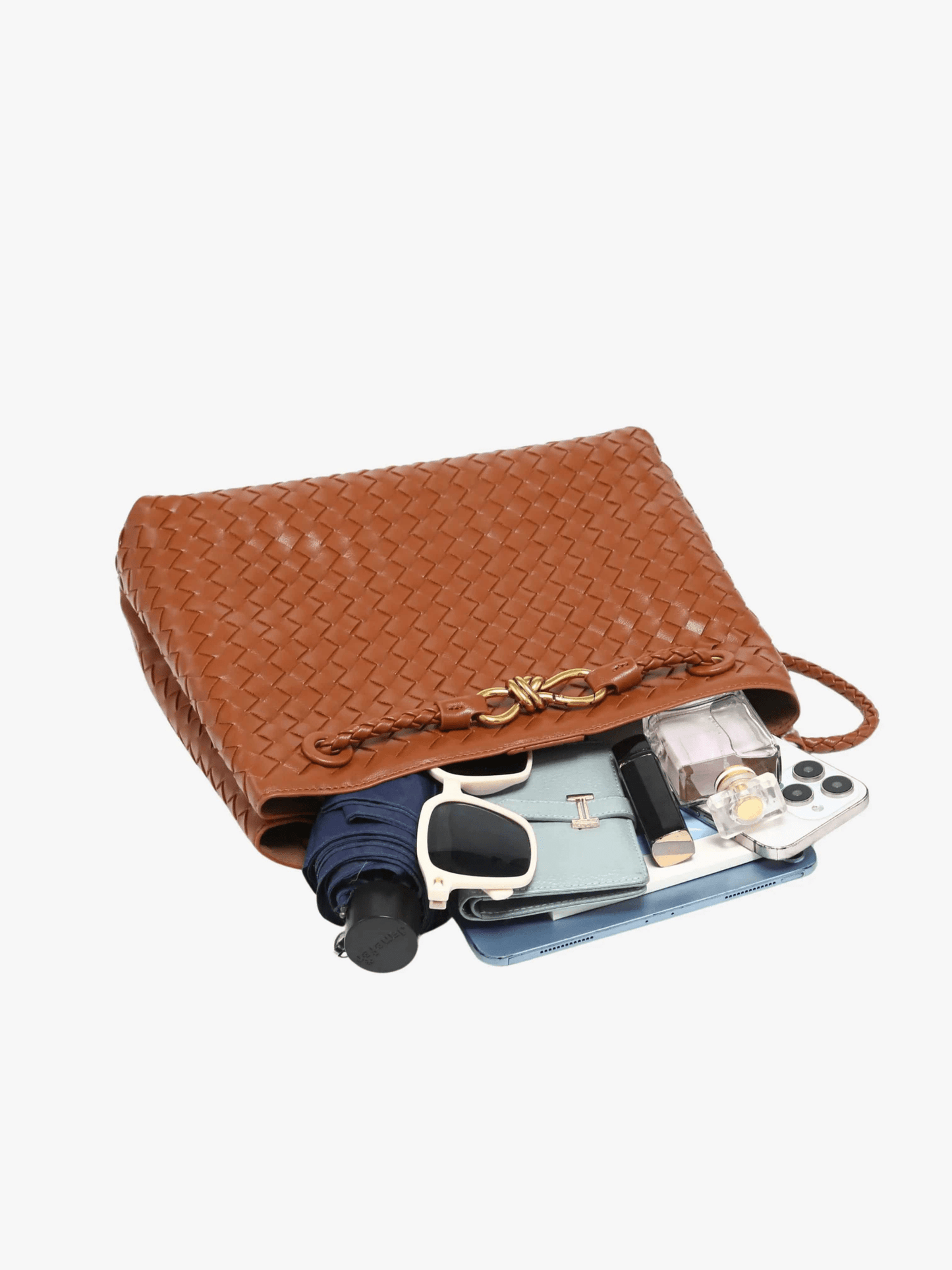 Renata | Chocolate Woven Leather Tote – Sophisticated & Timeless
