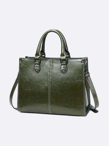 Vintage-Style Camel Leather Tote Bag – Professional & Timeless