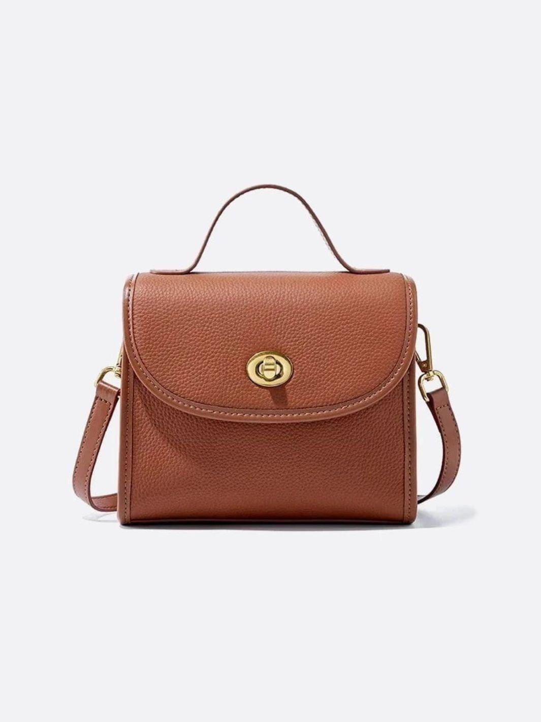 Aurora Signature Trapeze Bag – Structured Handbag with Turn-Lock Closure