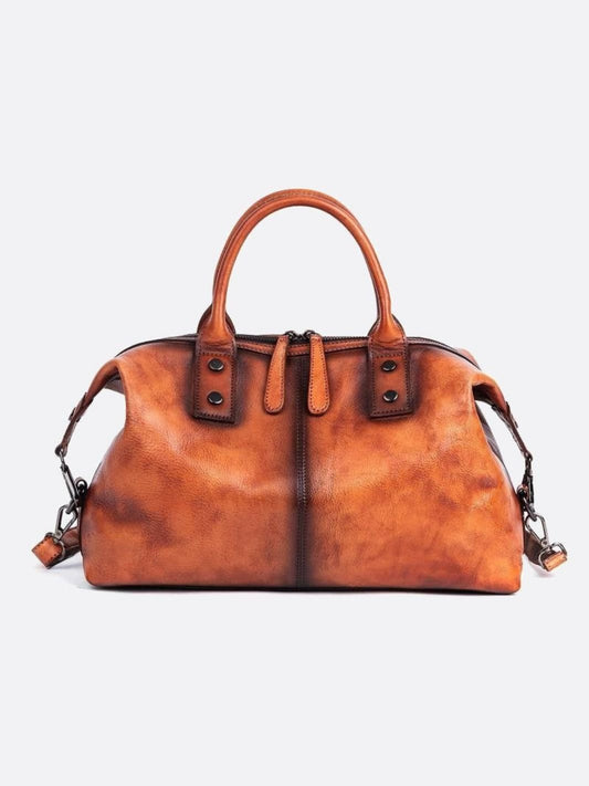 Vintage Leather Travel Handbag – Premium Top Handle Crossbody Purse for Women