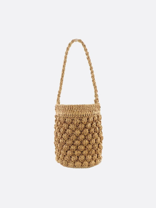 Nova Mini Crochet Bucket Bag – Handwoven Straw Purs