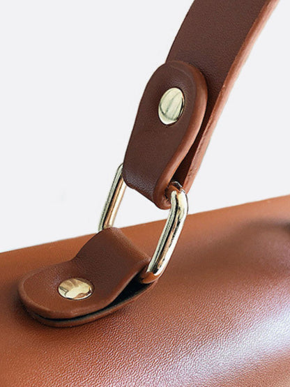 Structured Woven Handbag with Faux Leather Flap – Top Handle & Rope Strap