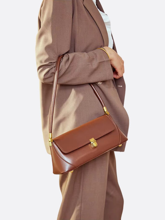 Vivienne Retro Baguette Bag – Structured Leather Shoulder Purse