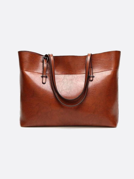 Camel PU Leather Tote Bag – Timeless, Roomy & Refined