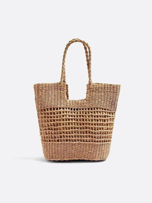 Aria Woven Rope Tote – Natural Open-Weave Handbag