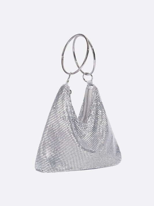 Nova Chainmail Evening Bag – Metallic Mesh Party Purse with Ring Handles
