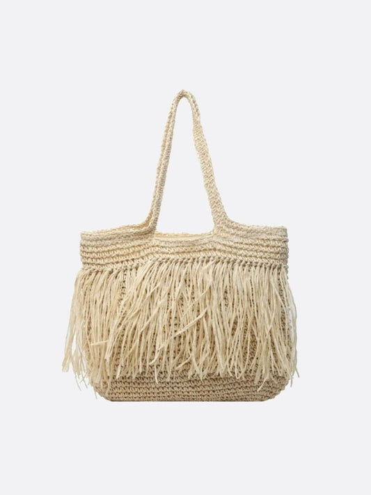 Paloma Raffia Fringe Tote – Woven Beach Bag