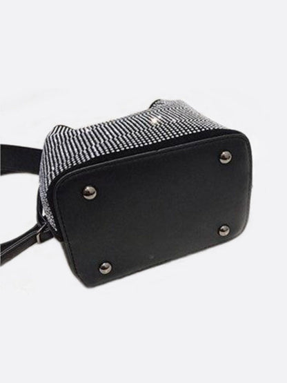 Black Rhinestone Bucket Bag – Sparkly Evening Shoulder Bag