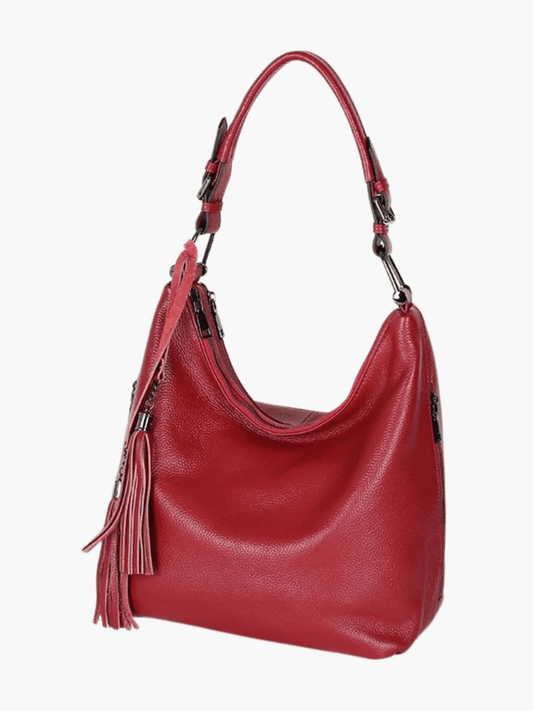 Tivanya | Luxe Red Leather Hobo Bag – Bold & Sophisticated