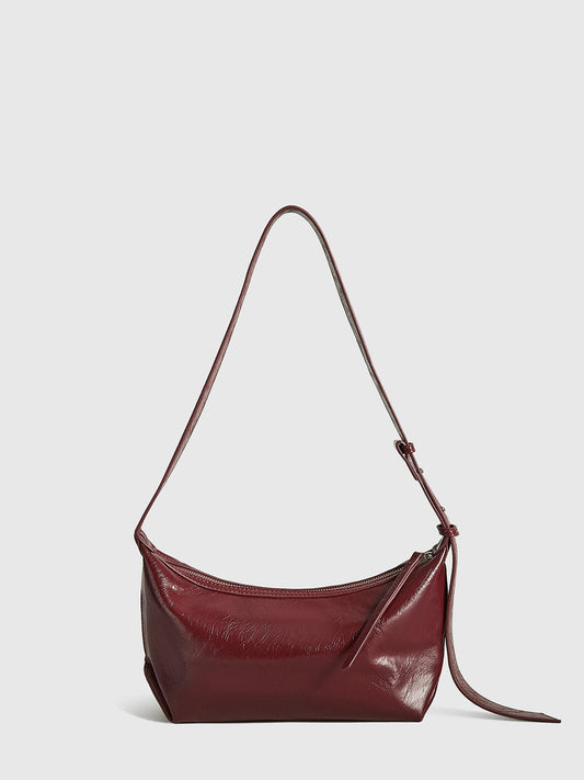 Semmie | Minimalist Burgundy Leather Shoulder Bag – Sleek & Contemporary