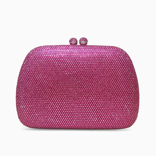 Rosé | Crystal Embellished Pink Evening Clutch – Bold Elegance