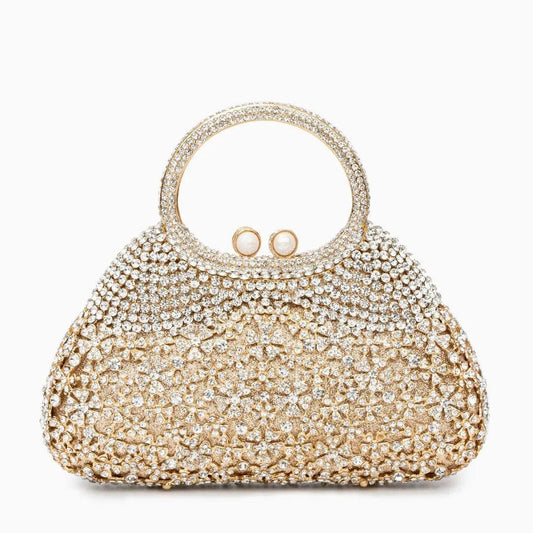 Aurora | Gold Crystal Embellished Evening Bag – Opulent & Dazzling