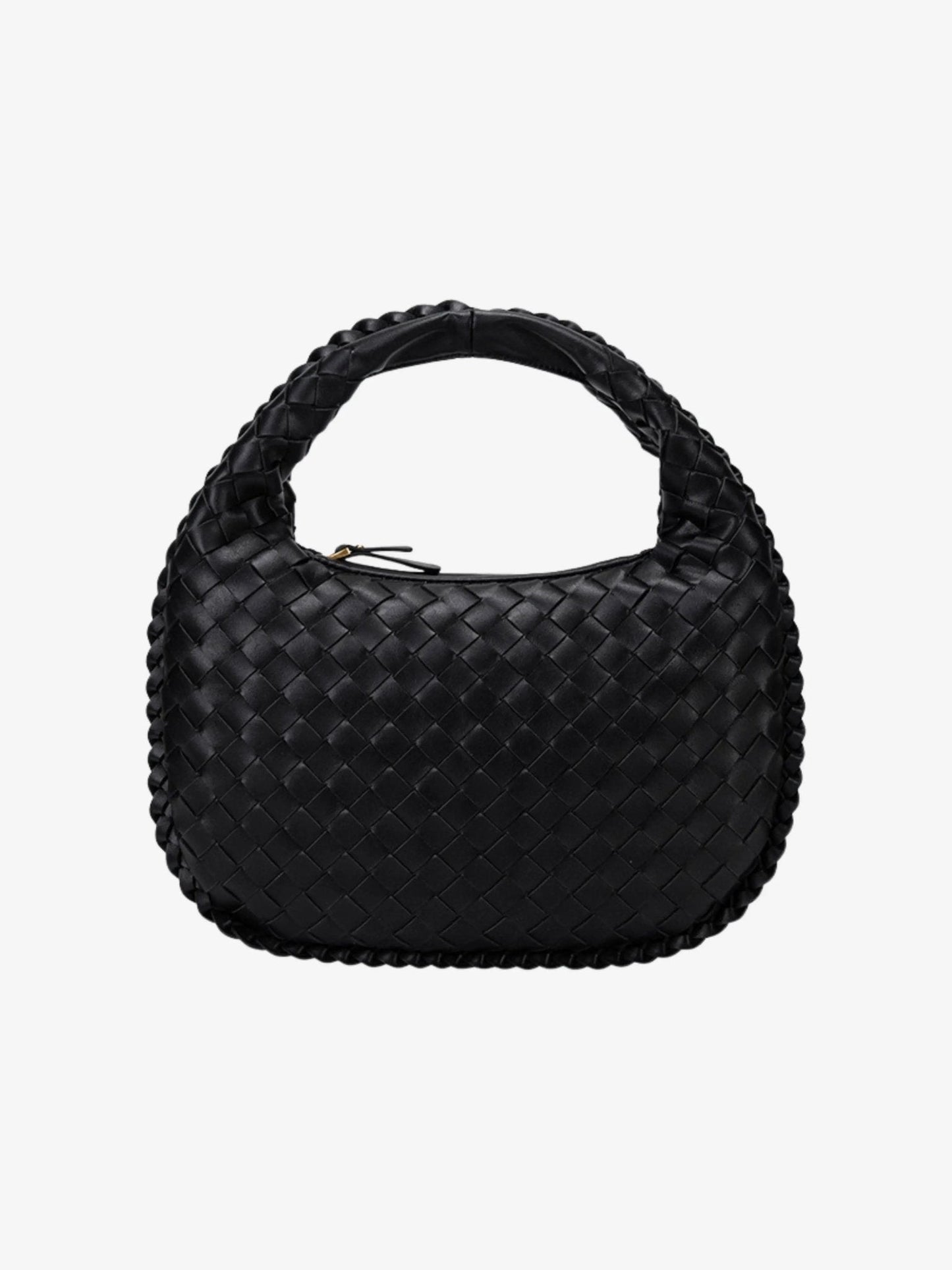 Vaeslyn | Luxe Black Woven Leather Handbag – Elegant & Timeless