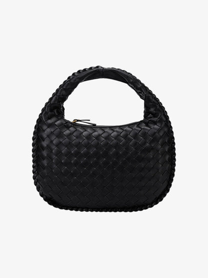 Vaeslyn | Luxe Black Woven Leather Handbag – Elegant & Timeless