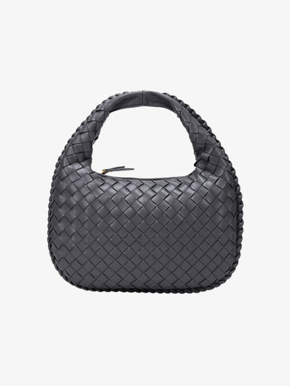 Vaeslyn | Luxe Black Woven Leather Handbag – Elegant & Timeless