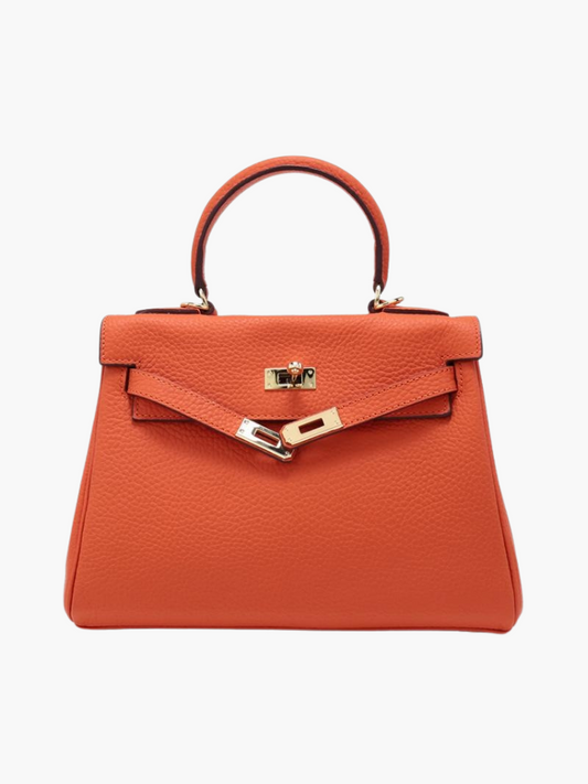 Camilla | Orange Textured Leather Handbag – Vibrant & Chic