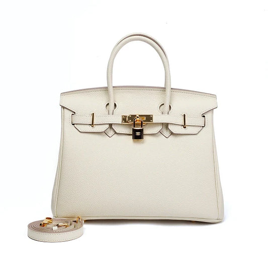 Isla Luxury Structured White Top Handle Bag – Designer Inspired Leather Handbag for Women