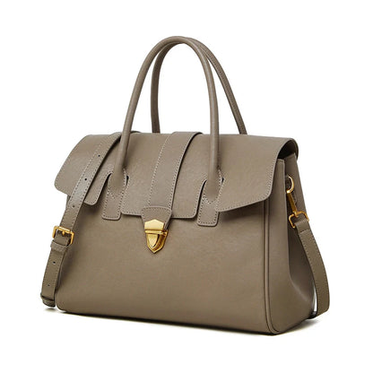 Structured Leather Tote – Elegant Top Handle Work Bag