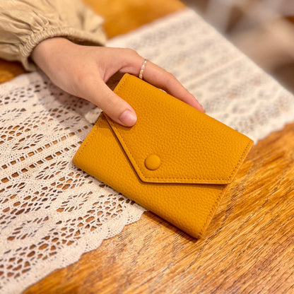 Emma | Orange Pebbled Leather Mini Wallet – Chic & Compact